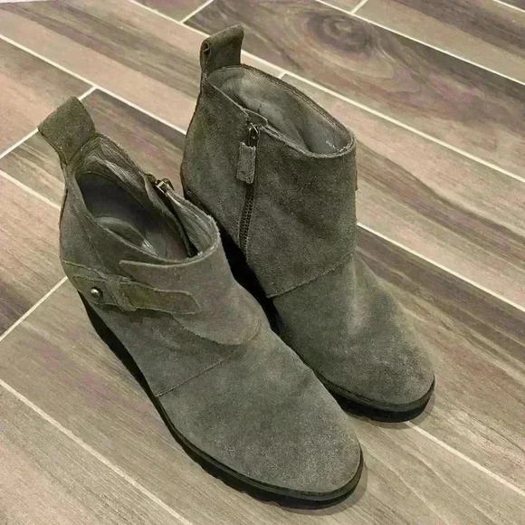 Eileen Fisher system Tinker Wedge Bootie in Suede size 9.5 in dark moss - Picture 4 of 6